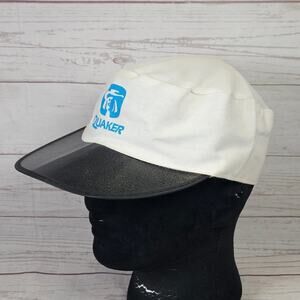 Vintage Quaker Oats Cycling Painters Hat Men's Large White Black